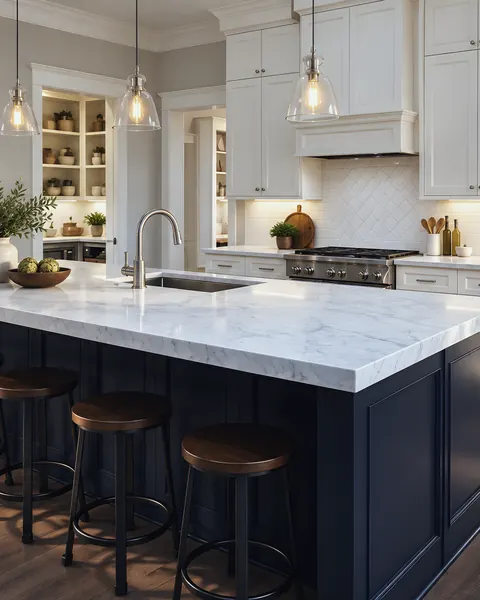Kitchen island sink (Carlyle project): an AI-enhanced reconstruction of Watson Plumbing, Inc.’s own photograph.